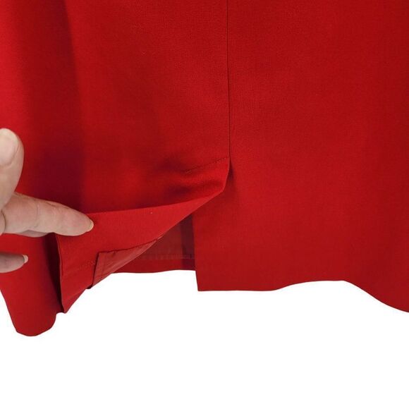 Calvin Klein Sleeveless Sheath Dress 6 Red Starburst Ruched Tea Length Holiday - Picture 12 of 12